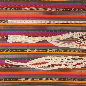 Macrame hanging double plant holder braided white cream used boho rustic